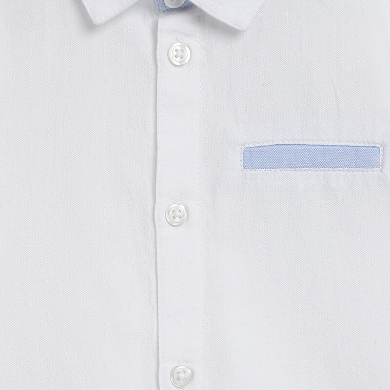 Boys White Solid Long Sleeve Shirt image number 2